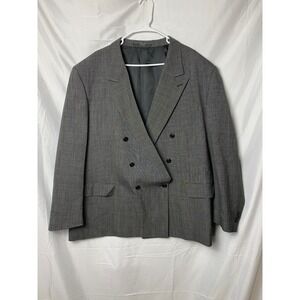 Petrocelli Mens Gray Plaid Double Breasted Wool Blazer Jacket Size 52